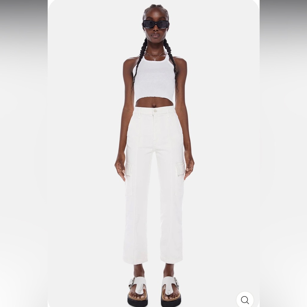 NWT🤍MOTHER the rambler cargo ankle in Cream Puffs size 34❕